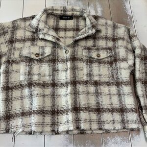 Blue B Collection tan/beige plaid shacket